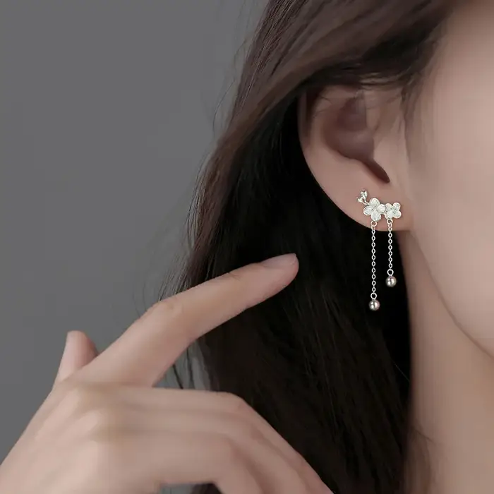 Boucles d'Oreilles Florales Élégantes en Argent 925 Pour Femmes Occasions Spéciales Soirées Chic Romantiques