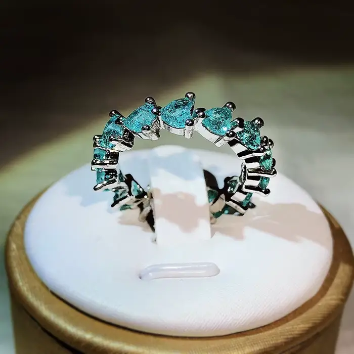 Bague en argent regardé 925 avec tourmaline Paraiba