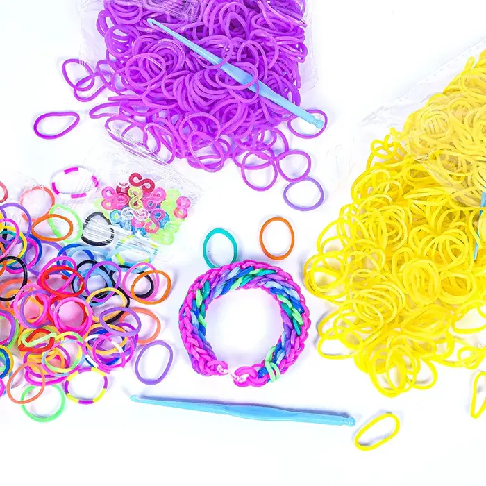 Kit Créatif de Bracelets Arc-en-ciel en Élastiques Colorés avec Crochet – Cadeau DIY pour la Fabrication