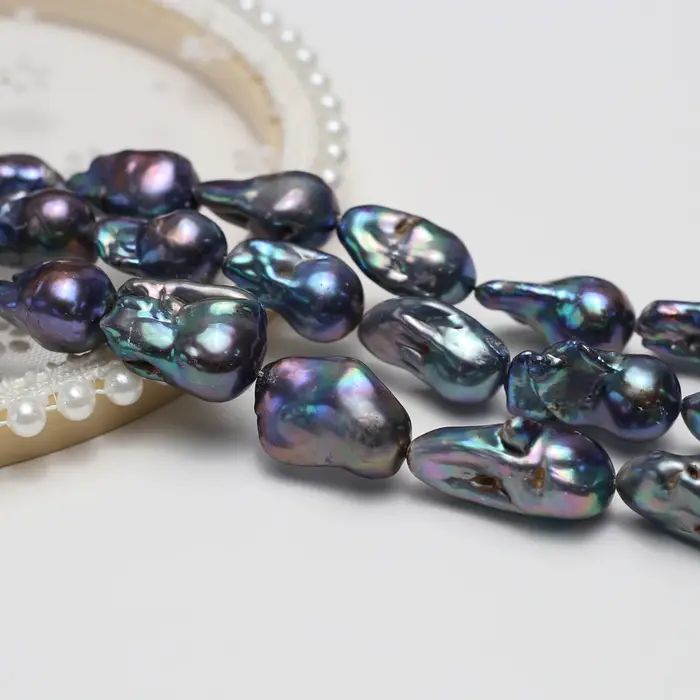 Perle d'eau douce naturelle bleu-violet 12*15mmAAAAA