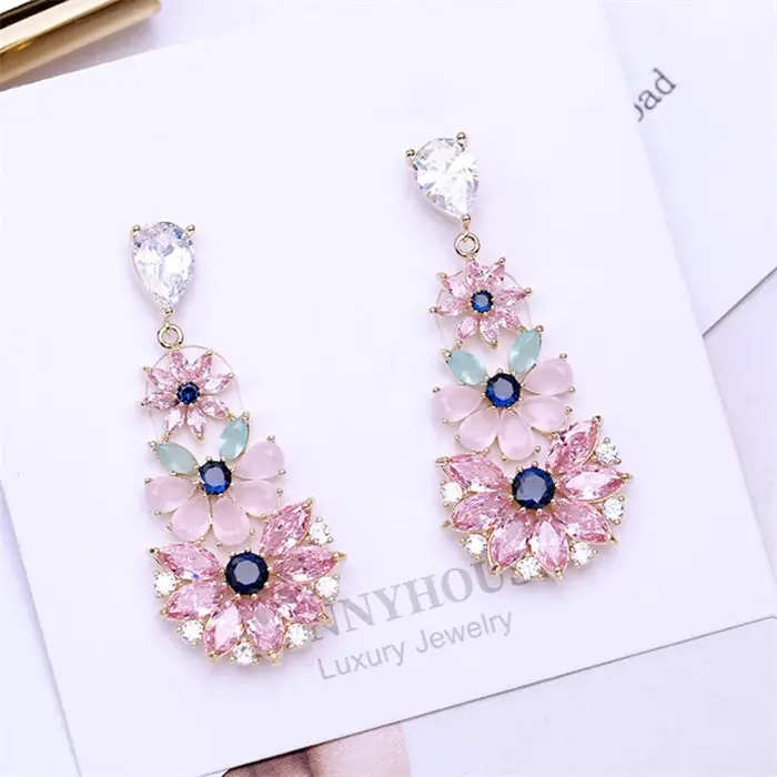 Boucles d'oreilles pendantes en cristal bohème pour femmes