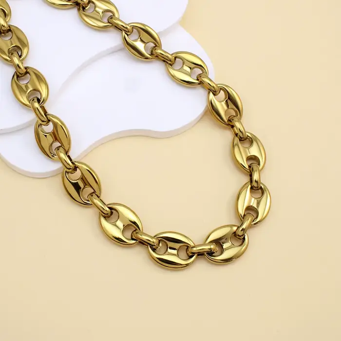 Nouveaux colliers chaîne à maillons en forme de grains de café plaqués or 18 carats PVD, en acier inoxydable 316L, style Hip-Hop, bijoux de haute qualité, cadeaux
