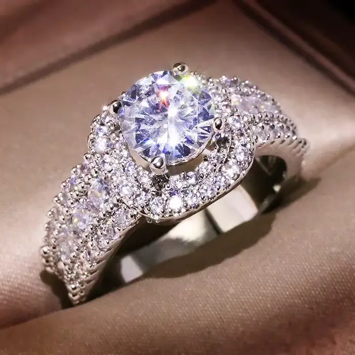 Bague en argent Sterling 925 avec Zircon carré et diamant, cadeau d'anniversaire pour fête de fiança