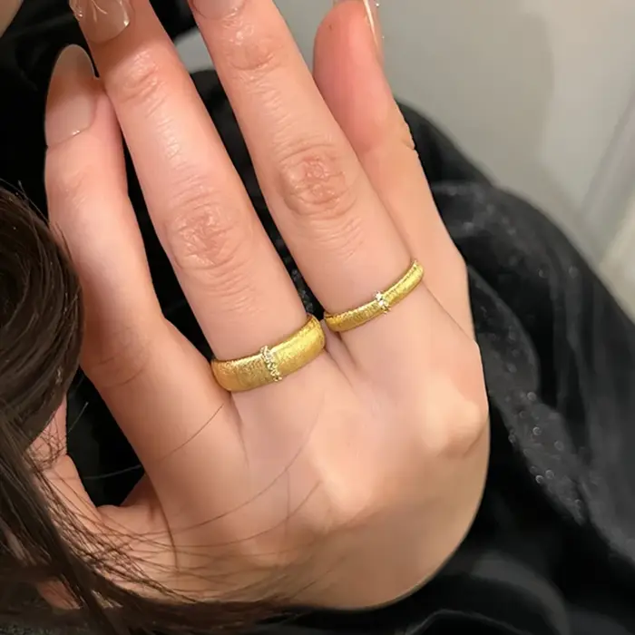 Bague Vintage en métal brossé mat pour femmes et filles