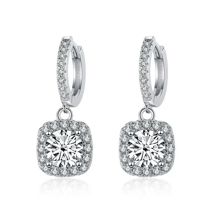 JoyceJelly luxe argent massif 925 bijoux 1ct D couleur Moissanite boucles d'oreilles pour les femmes