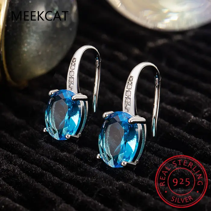 Boucles d'oreilles ovales naturelles en argent Sterling 925 pour femmes