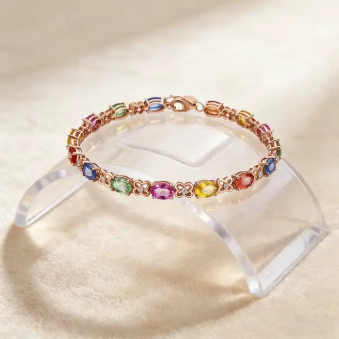 Bracelet en argent 925 avec pierres précieuses colorées pour femmes bijoux à breloques romantiques vintage et tendance pour occasions spéciales