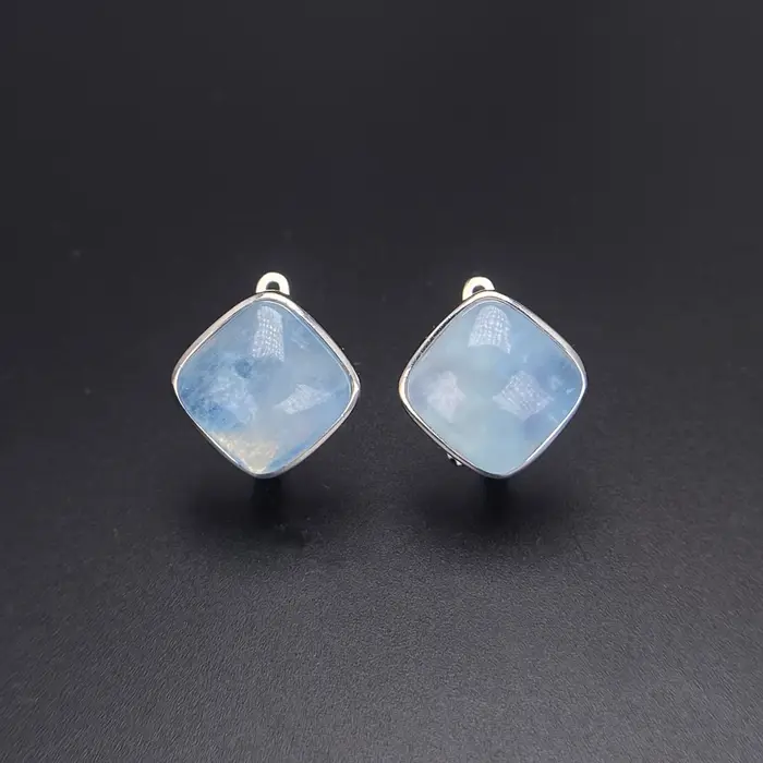 Boucle d'oreille Larimar naturelle élégante en argent Sterling 925