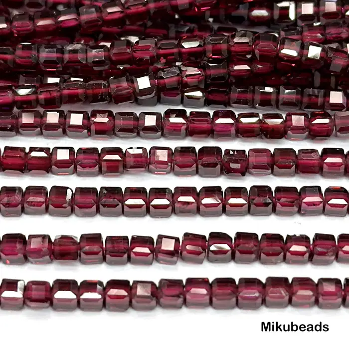Grenat rouge naturel brésilien 2.7x2.7mm, Cube à facettes, perles amples pour la fabrication de bijo