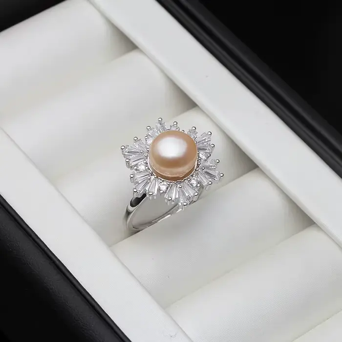 Bague en argent sterling 925 avec perles d'eau douce naturelles pour femmes, bijou réglable à la mode pour anniversaire et occasions spéciales