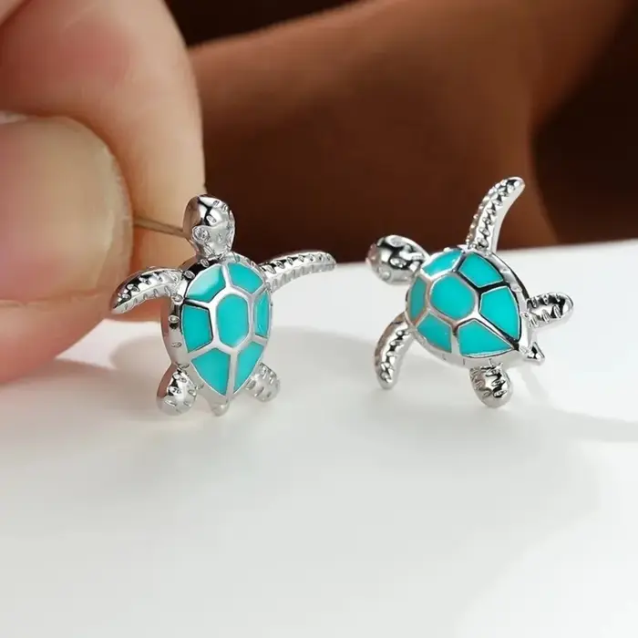 Boucles d'oreilles tortue de mer mignonnes et exquises, colorées créatives, jolies boucles d'oreille