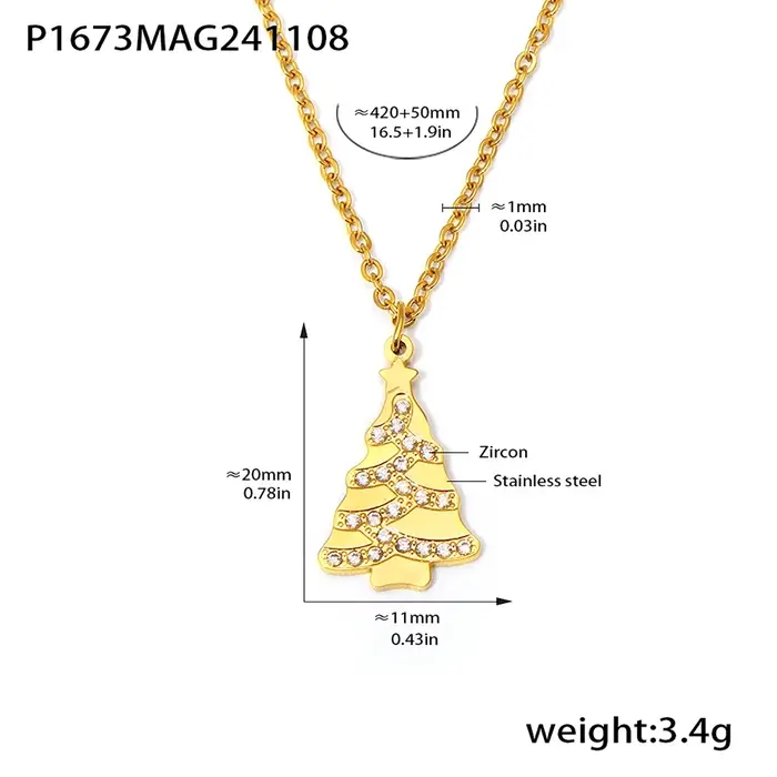Colliers pendentifs en forme de renne et cloche pour femmes, plaqués or 18 carats, en acier inoxydab
