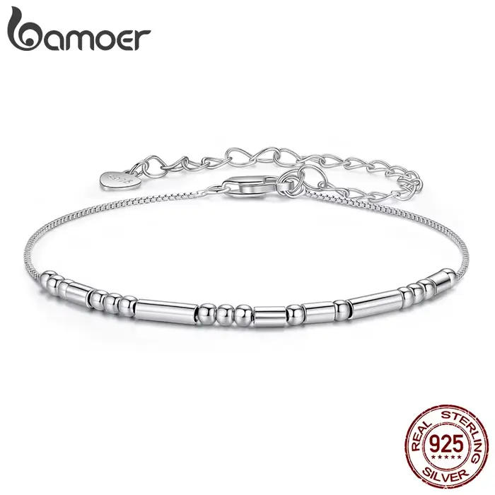Bracelet en Argent Sterling 925 Code Morse Je T'aime Perles Vintage Pour Femmes Occasions Spéciales