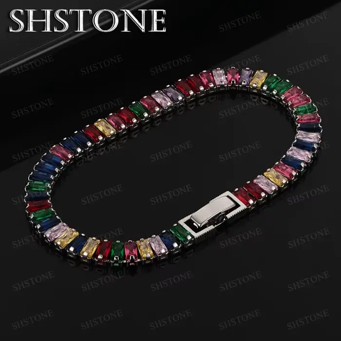 Bracelet classique en argent Sterling 925, chaîne à main en Zircon coloré de luxe, breloque pour dam