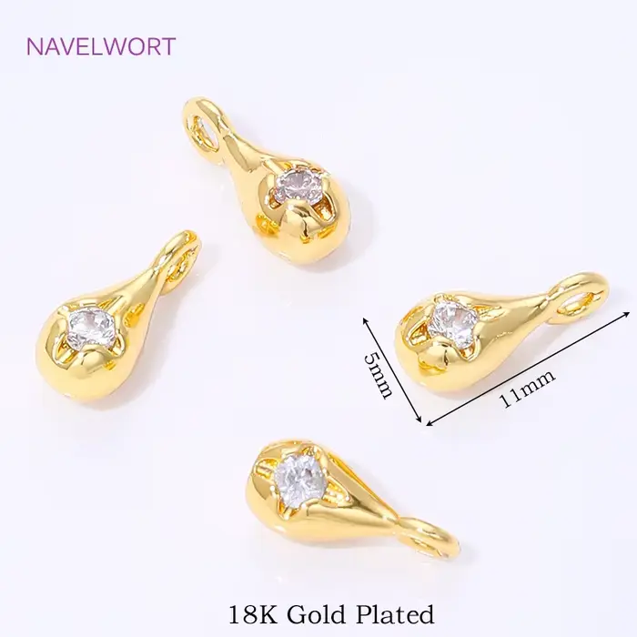 Pendentifs en forme de goutte plaqués or 18 carats pour la fabrication de bijoux, laiton avec zircon