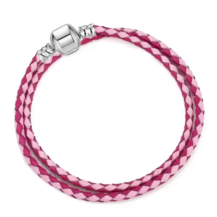 Bracelet en cuir classique, bracelet à perles rondes tendance, bracelet en argent pur S925, breloque