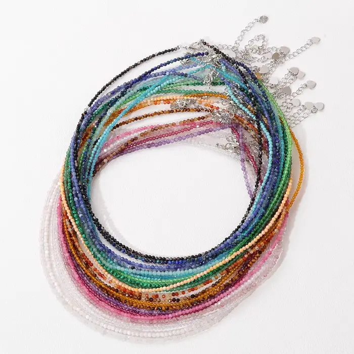 Mini collier de perles en quartz agate naturelle à facettes pour femmes et filles bijoux de fête occasions spéciales