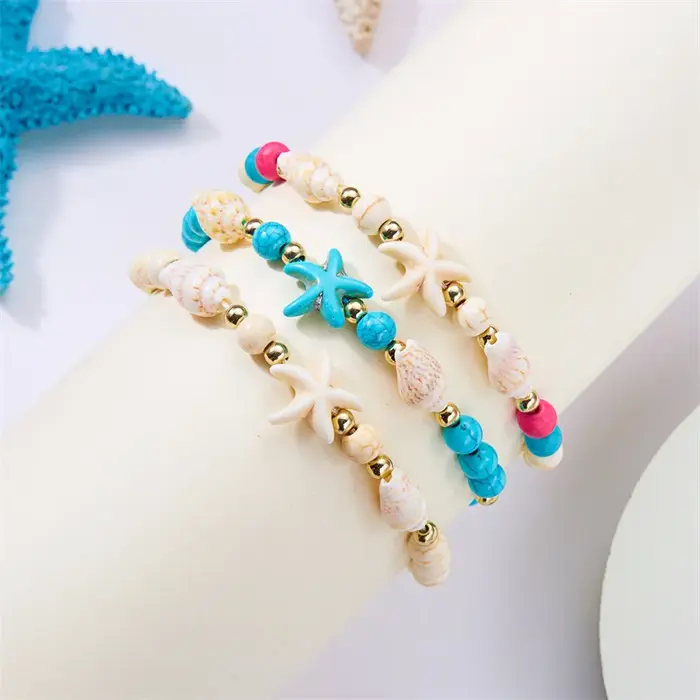 Bracelet bohème en coquillage conque étoile de mer pour femme