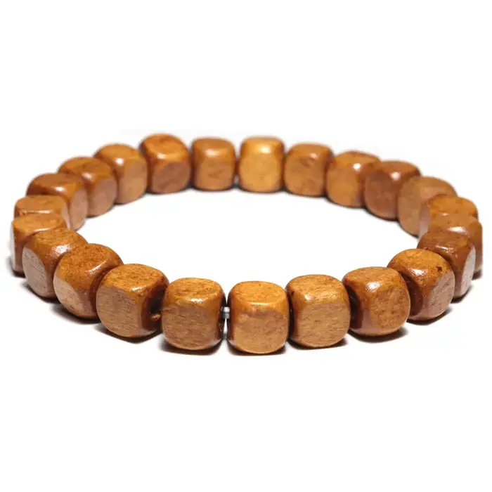 Bracelet de perles d'ampli naturelles fait à la main pour hommes et femmes, noir, marron, bois perlé