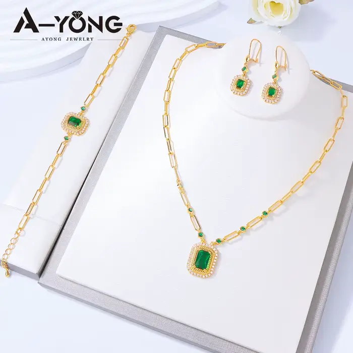 Ensemble de bijoux éthiopiens plaqués or 24 carats avec zircone italienne collier bracelet boucles d'oreilles mariage femmes occasions spéciales
