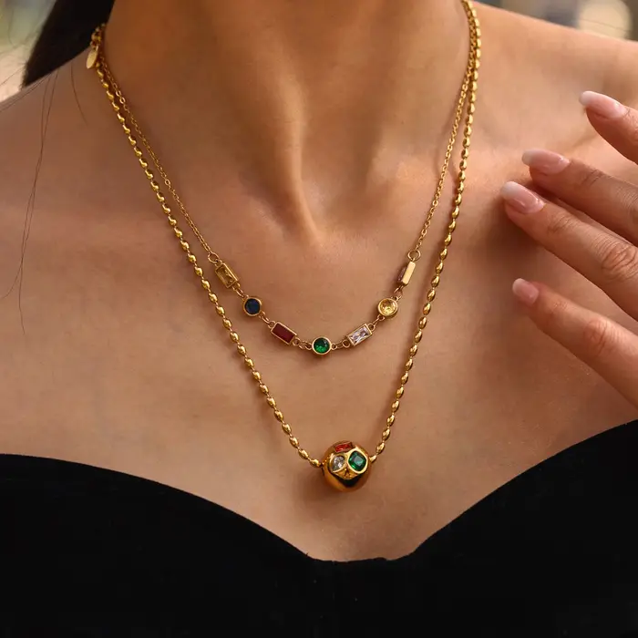 Collier chaîne en Zircon coloré pour femmes