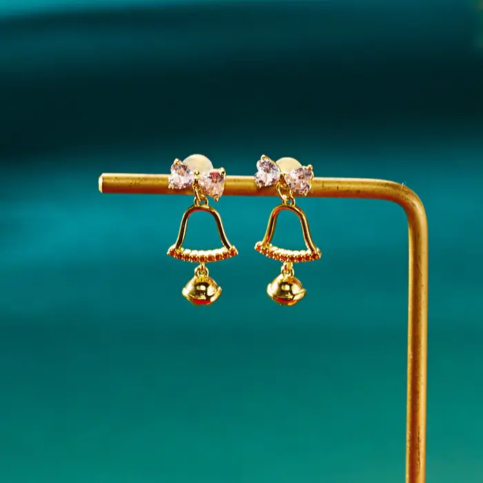 Boucles d'oreilles cloche à nœud rouge de noël pour femmes, bijoux de fête du nouvel an en strass mignons, cadeaux de noël