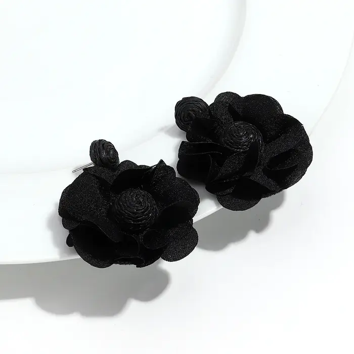 Boucles d'oreilles en raphia multicolores faites à la main pour femmes, bijoux en tissu tricoté Vint