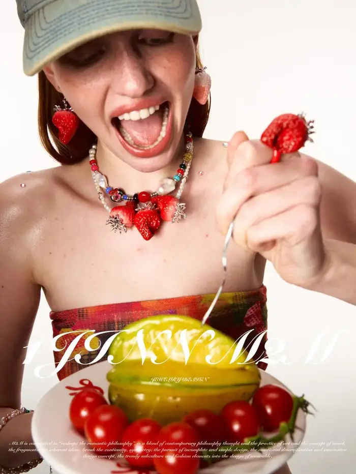 Bague fraise ouverte, bagues fruits sucrés