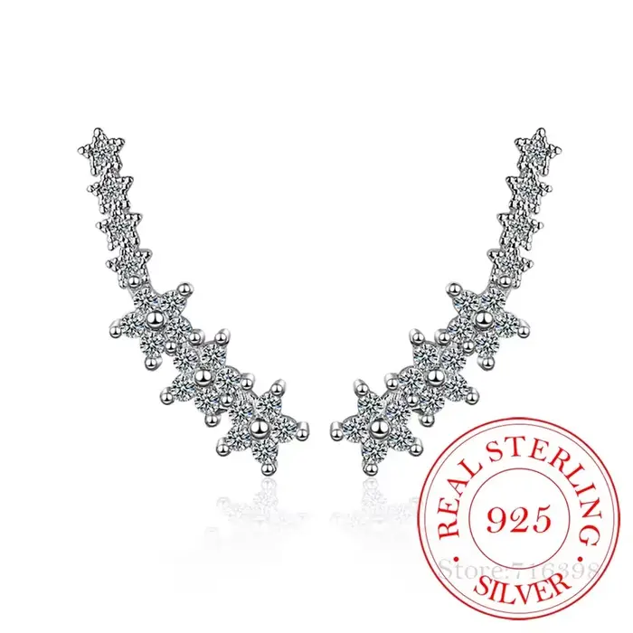 Boucles d'oreilles étoile en cristal en argent Sterling 925 pour femmes, cadeau de fête, bijoux hypoallergéniques en argent Sterling