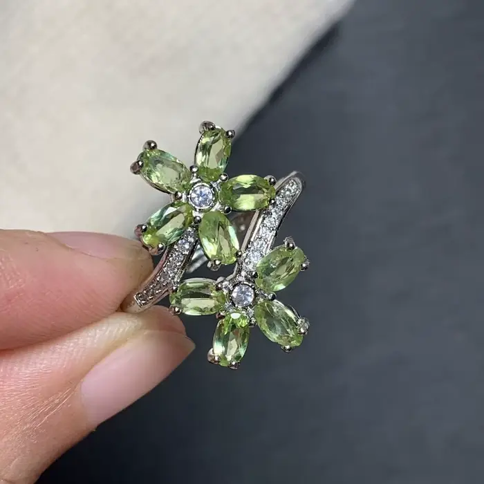 Bague en péridot naturel 50 %, réglable, bijoux féminins pour femmes, cadeau, vente en gros, haute q