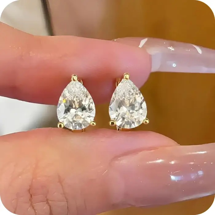 Boucles d'oreilles créoles Moonmory en laiton écologique avec zircon marquise pour femme