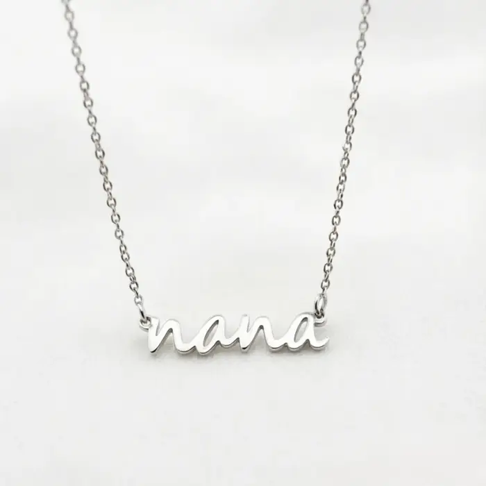 Collier Nana Minimaliste Tendance, Plaque Nom en Acier Inoxydable 316L, Pendentif Nana Délicat en Cu