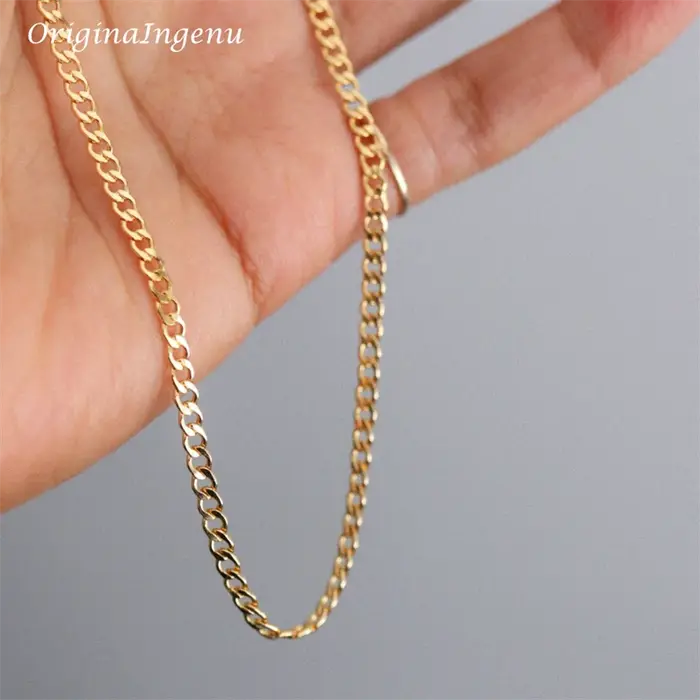 Collier chaîne gourmette rempli d'or 14K, ras du cou Boho, chaîne délicate, bijoux minimalistes, rés