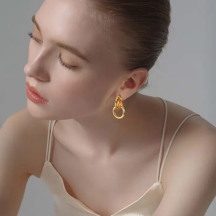 Boucle d'oreille circulaire en acier inoxydable pour femmes