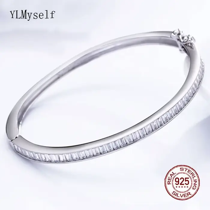 YLMyself – Bracelet de Tennis en argent Sterling 925, Baguette en cristal CZ, bijoux de mariée de luxe pour femmes