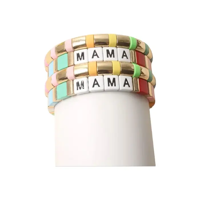 MAMA Bracelet cadeaux de fête des mères bijoux émail carrelage