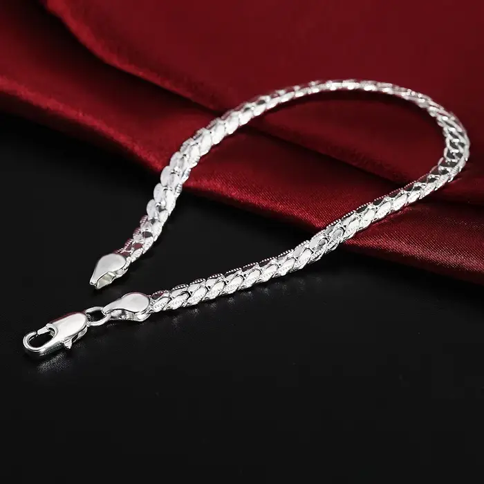 Bracelet Tressé en Argent Sterling 925 Pour Femmes et Hommes Occasions Spéciales Style Décontracté Sportif
