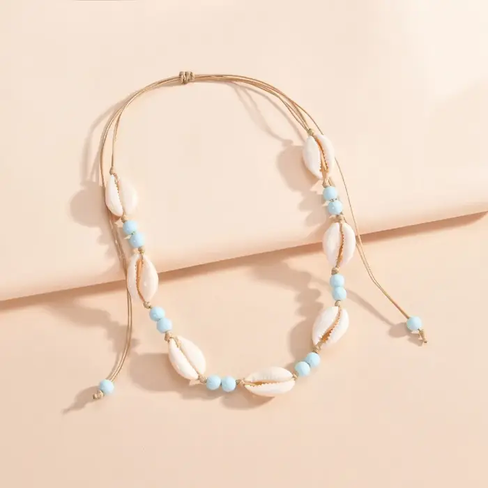 Collier de perles de coquillage réglable violet bleu rose blanc pour femmes parties soirées élégantes