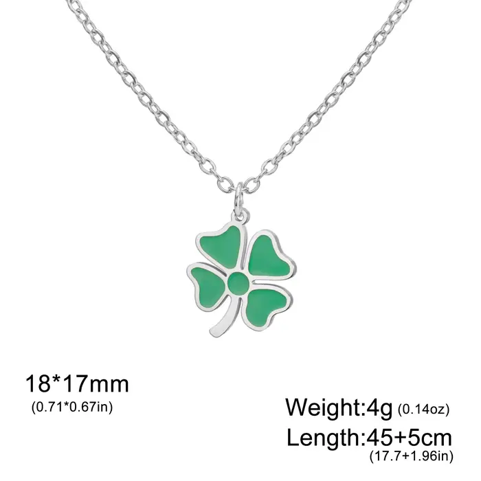 Vassago collier trèfle à quatre feuilles pour femmes en acier inoxydable trèfle vert pendentif colli