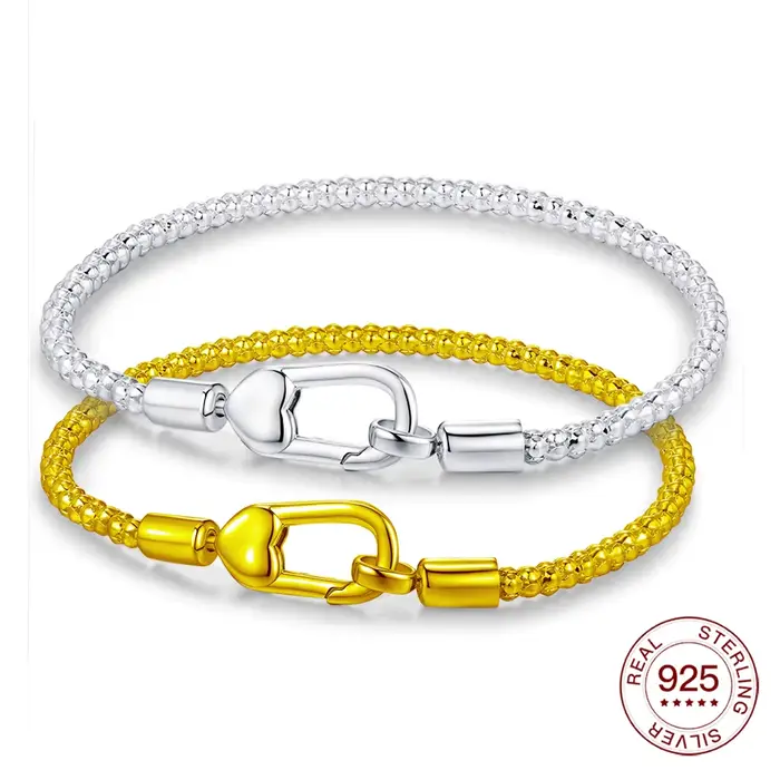 Bracelet pop-corn en argent Sterling 2025 925, fermoir à ressort, breloques originales, perles, bricolage, amateurs de bijoux, fabrication de cadeaux pour femmes