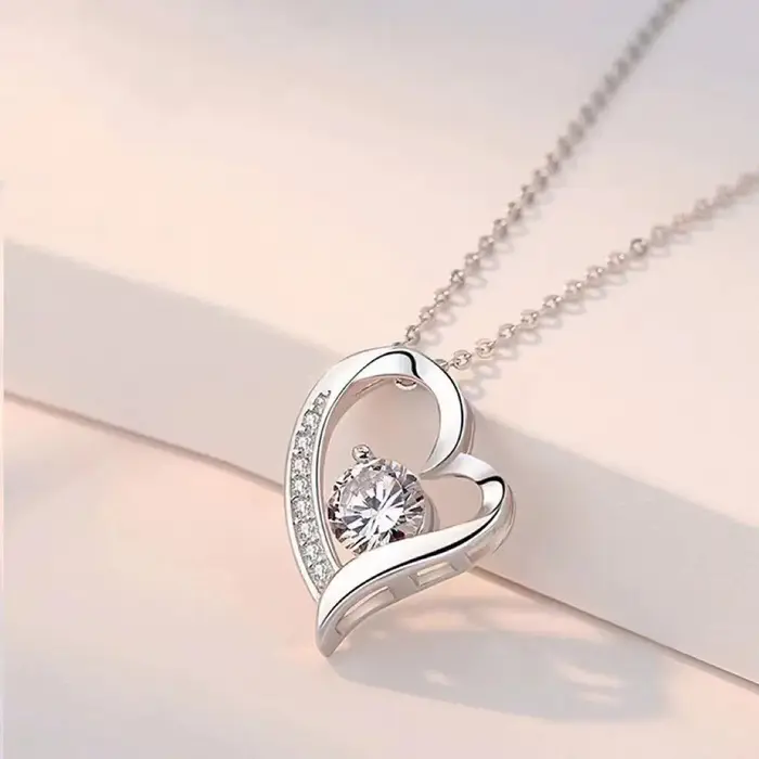 Nouveau collier en argent Sterling 925 coeur 5A Zircon pour femmes