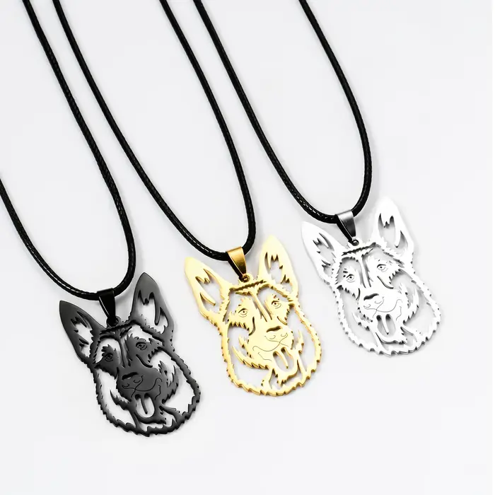 Collier tête de loup en acier inoxydable pour hommes et femmes