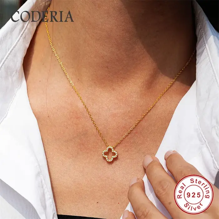 Collier clavicule pendentif trèfle à quatre feuilles pour femmes