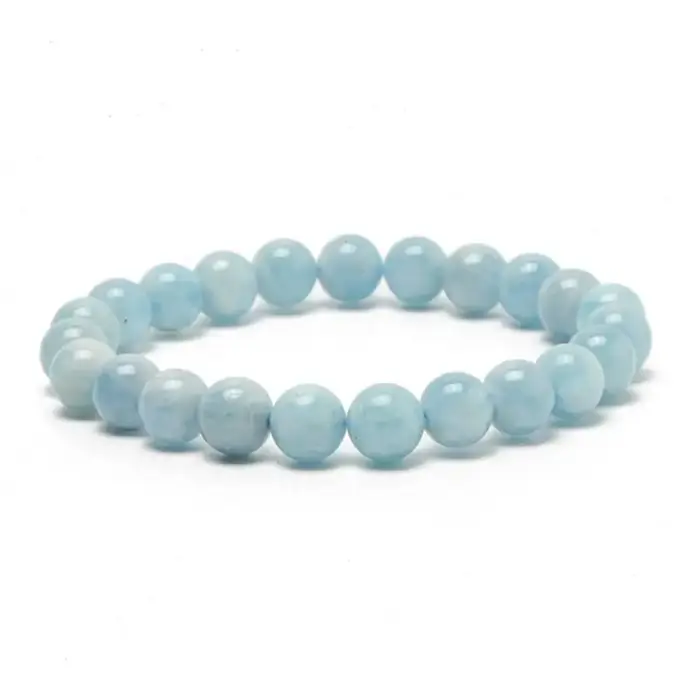 Bracelet de perles aigue-marine fait à la main, bracelet à boutons de manchette pour hommes, bracele