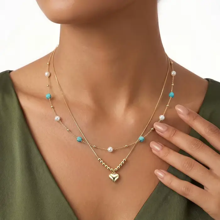Collier en argent sterling 925 avec pierre turquoise et perles blanches pour femmes occasions spéciales bijoux bohémiens cadeaux elegance style moderne