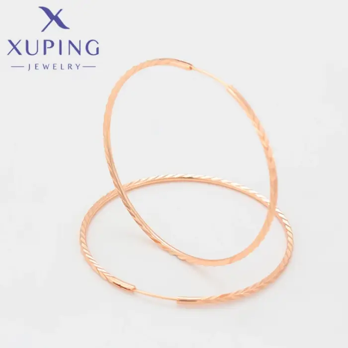 Xuping-Boucles d'oreilles créoles en or rose pour femme