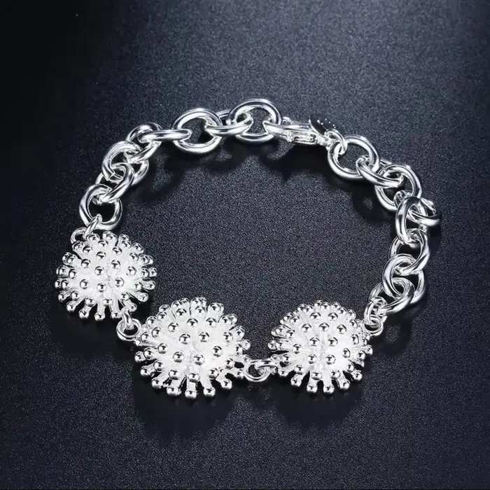 Bracelets en argent Sterling 925 pour femmes et hommes, chaîne de fleurs rondes, 20cm, cadeaux de no