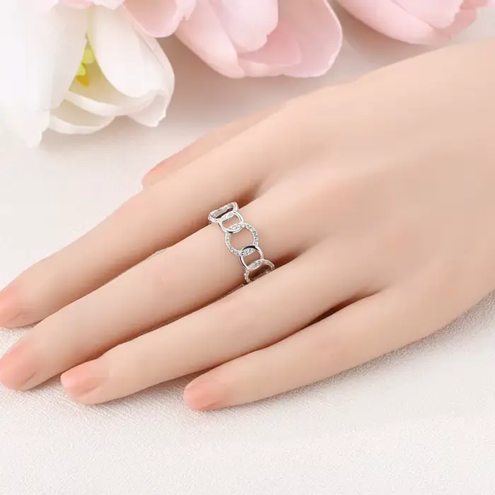 Bague circulaire éternelle en argent Sterling 925 pour femmes et filles