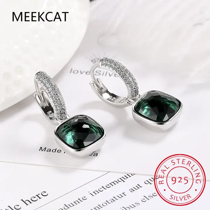Boucles d'oreilles en argent regardé 925 avec cristal occidental