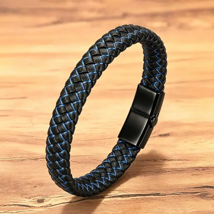 Bracelet en cuir tressé pour homme